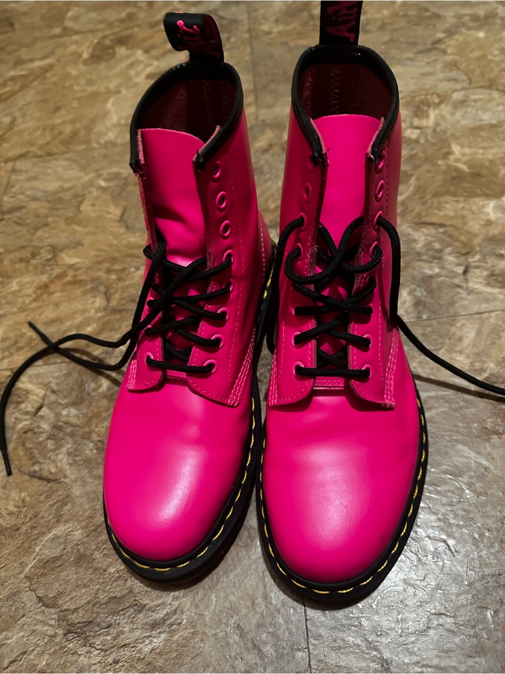 Women’s Hot Pink Lace-Up Combat Boots (Doc Martens)